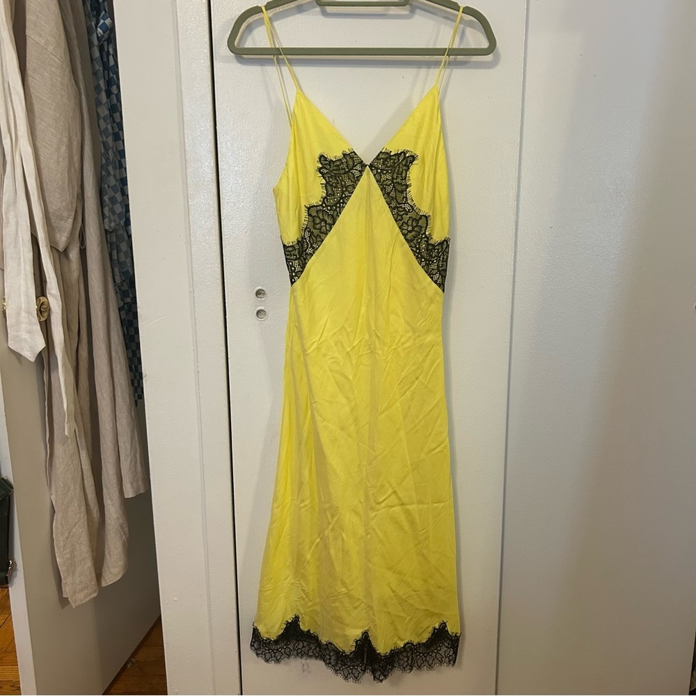 NWOT RAG & BONE Yellow and Black Lace Slip Dress